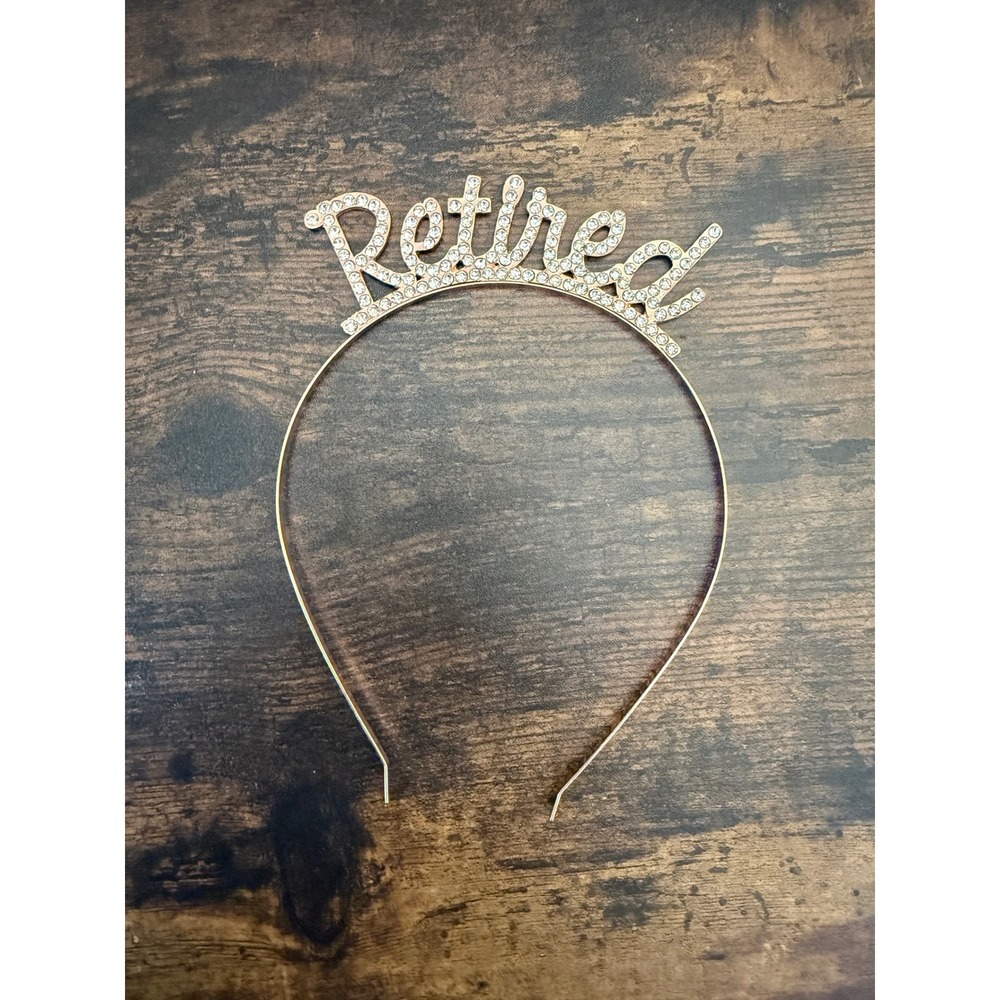 Retired Rose Gold Rhinestone Tiara Headband Retirement Party Accessory Sparkly